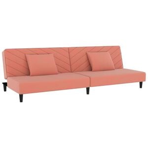 vidaXL Canapea extensibilă cu 2 locuri, 2 perne, roz, catifea