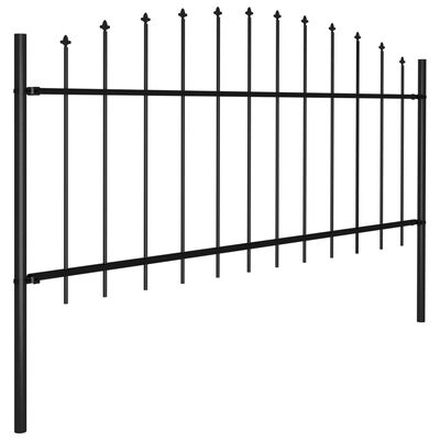 vidaXL Gard de grădină cu vârf suliță, negru, 10,2 m, oțel