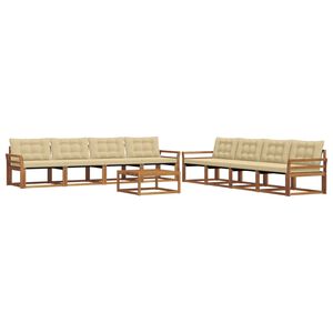 vidaXL Set de canapele de exterior cu pernă 9 pcs Natural și Bej