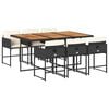 vidaXL Set mobilier de grădină cu perne, 7 piese, negru, poliratan