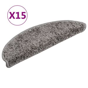 vidaXL Covorașe pentru scări, 15 buc., 56x17x3 cm, gri, semirotunde