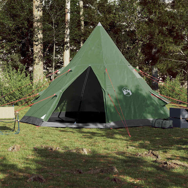 vidaXL Cort de camping tipi pentru 4 persoane, verde, impermeabil