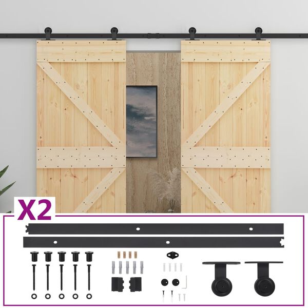 vidaXL Ușă glisantă cu set feronerie, 80 x 210 cm, lemn masiv de pin