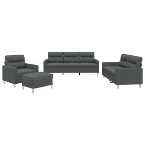 vidaXL Set de canapele cu perne, 4 piese, gri &icirc;nchis, textil