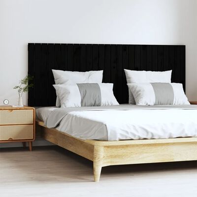 vidaXL Tăblie de pat pentru perete, negru, 166x3x60 cm, lemn masiv pin