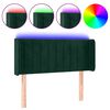 vidaXL Tăblie de pat cu LED, verde &icirc;nchis, 103x16x78/88 cm, catifea
