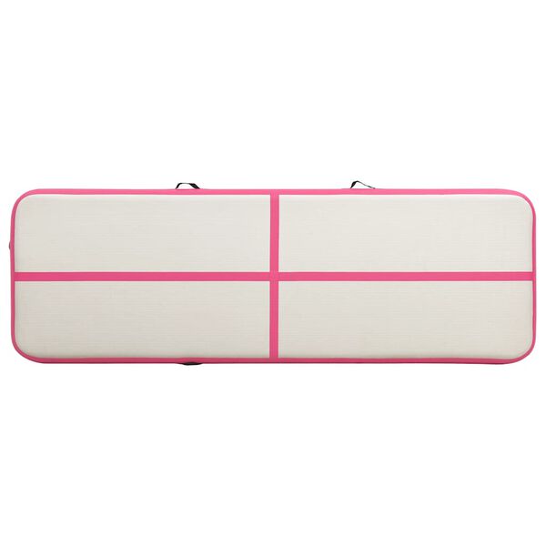 vidaXL Saltea gimnastică gonflabilă cu pompă roz 500x100x15 cm PVC
