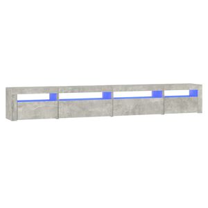 vidaXL Comodă TV cu lumini LED, gri beton, 270x35x40 cm