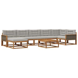 vidaXL Set de canapele de exterior 8 pcs Natural și gri deschis