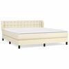 vidaXL Pat box spring cu saltea, crem, 160x200 cm, piele ecologică