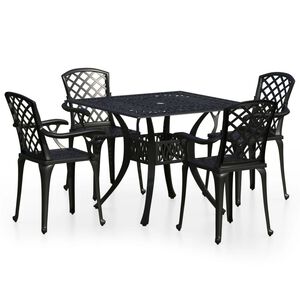 vidaXL Set mobilier bistro, 5 piese, negru, aluminiu turnat