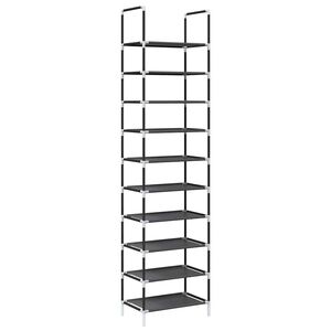 vidaXL Suport pantofi 10 niveluri negru 44x28x180 cm țesătură nețesă