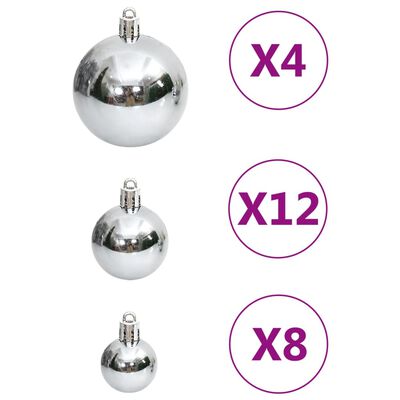vidaXL Set globuri de Crăciun 111 buc., argintiu, polistiren