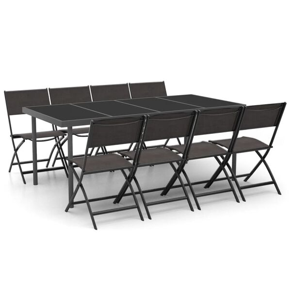 vidaXL Set mobilier de exterior, 9 piese, oțel