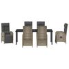 vidaXL Set de masă pentru grădină cu pernă 7 pcs Gri poliratan