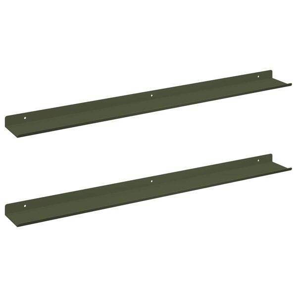 vidaXL Raft suspendat 2 pcs Verde măsliniu 80 x 9 x 2,5 cm Oțel