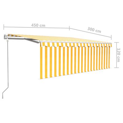 vidaXL Copertină retractabilă automat cu stor, galben&alb, 4,5x3 m