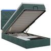 vidaXL Pat Ottoman cu Saltea și LED Verde &icirc;nchis 90 x 190 cm Catifea