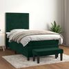 vidaXL Pat box spring cu saltea, verde &icirc;nchis, 90x200 cm, catifea