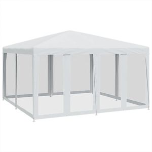 vidaXL Cort de petrecere cu 4 pereți din plasă, alb, 4x4 m, HDPE