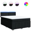 vidaXL Pat box spring cu saltea, negru, 160x200 cm, textil