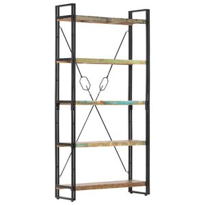 vidaXL Bibliotecă cu 5 rafturi, 90 x 30 x 180 cm, lemn masiv reciclat