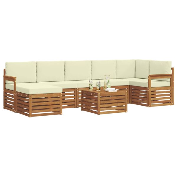 vidaXL Set canapea sectională cu pernă 8 pcs Natural și Crem