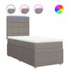 vidaXL Pat box spring cu saltea, gri taupe, 80x200 cm, textil