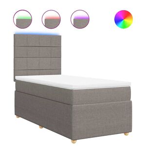 vidaXL Pat box spring cu saltea, gri taupe, 80x200 cm, textil