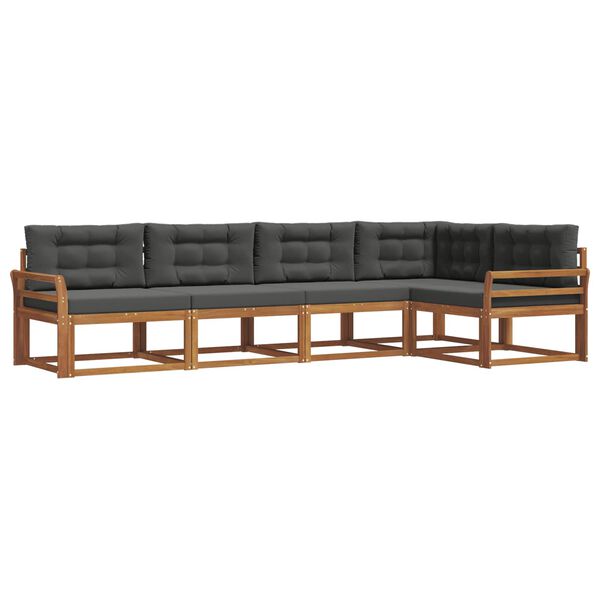 vidaXL Set de canapele de exterior cu pernă 5 pcs Natural și Antracit