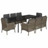vidaXL Set mobilier grădină cu perne, 9 piese, gri, poliratan