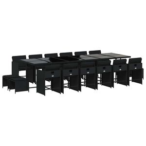 vidaXL Set mobilier de grădină cu perne, 17 piese, negru, poliratan