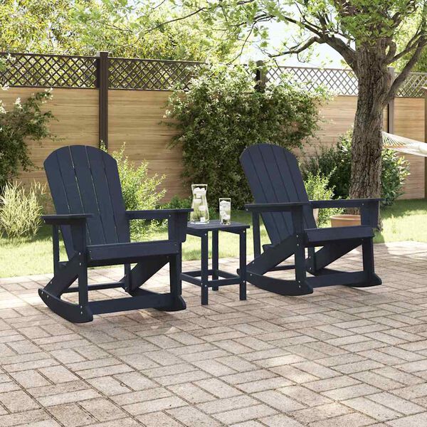 vidaXL Set de lounge pentru grădină 3 pcs Albastru marin HDPE