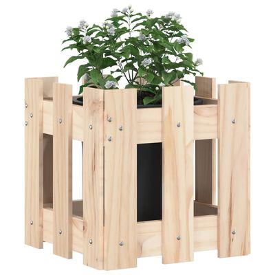 vidaXL Jardinieră grădină design gard, 30x30x30 cm, lemn masiv de pin