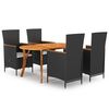 vidaXL Set mobilier de grădină, 5 piese, negru
