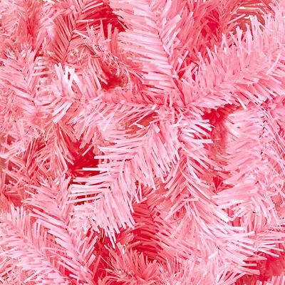 vidaXL Brad de Crăciun pre-iluminat slim, set globuri, roz, 150 cm