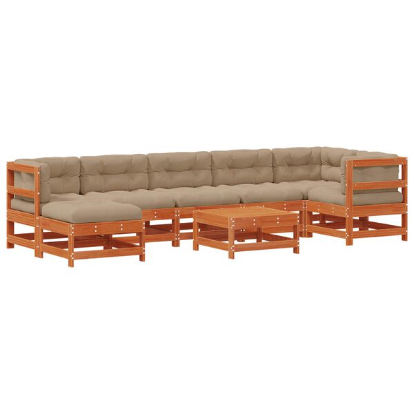 vidaXL Set de lounge pentru grădină 8 pcs Maro ceruit