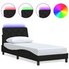 vidaXL Cadru de pat cu LED fără saltea țesătură neagră 90x200 cm