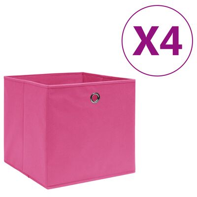 vidaXL Cutii depozitare, 4 buc., roz, 28x28x28 cm, textil nețesut