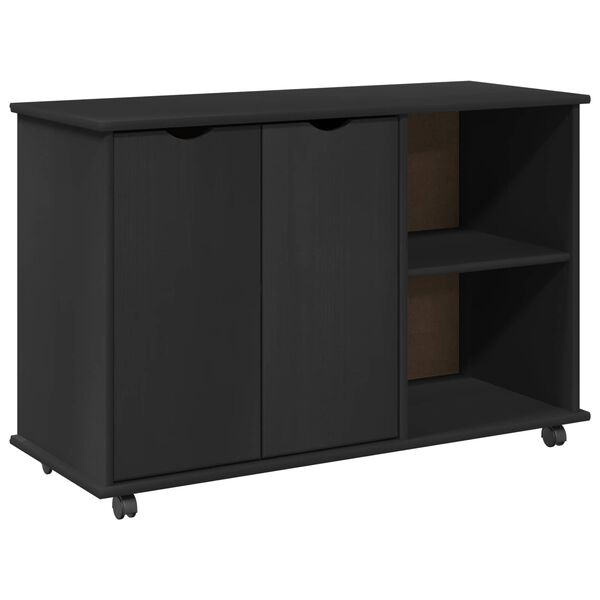 vidaXL Cabinet mobil Negru 100 x 39 x 65,5 cm Lemn de pin masiv