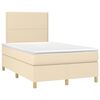 vidaXL Pat continental cu saltea, crem, 120x190 cm, textil