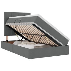 vidaXL Pat cu saltea și LED cu led Gri &icirc;nchis 120 x 190 cm Poliester