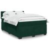 vidaXL Pat box spring cu saltea, verde &icirc;nchis, 140x190 cm, catifea