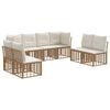 vidaXL Set de canapele de exterior cu pernă 8 pcs natural Poliester