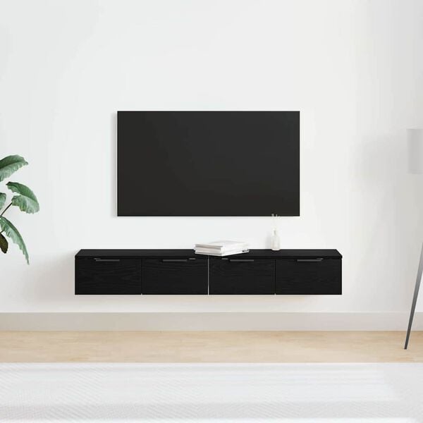 vidaXL Cabinet suspendat cu sertar 2 pcs Stejar Negru 68 x 30 x 20 cm