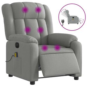 vidaXL Fotoliu electric de masaj rabatabil, gri deschis, microfibră