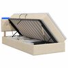 vidaXL Pat cu LED și saltea Crem 90 x 200 cm Țesătură