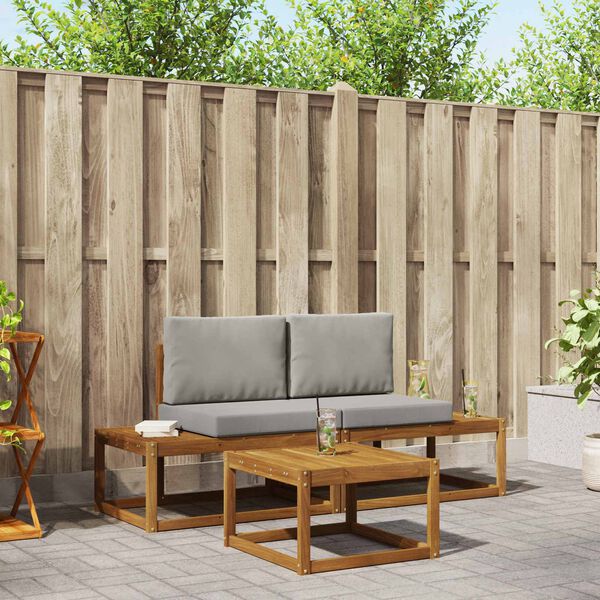 vidaXL Set de canapele de exterior cu pernă 3 pcs natural