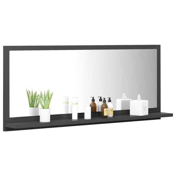 vidaXL Oglindă de baie, gri, 90x10,5x37 cm, PAL