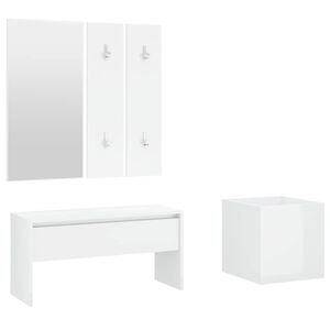 vidaXL Set de mobilier pentru hol, alb extralucios, lemn prelucrat